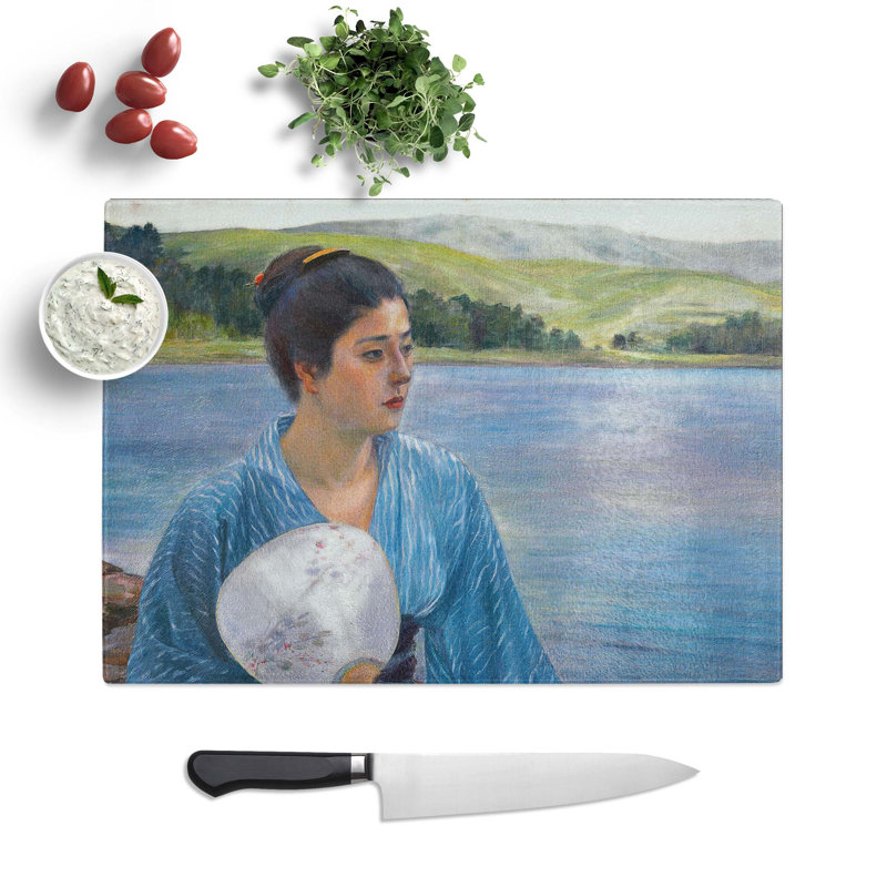 Glass Lady With A Fan by Kuroda Seiki Chopping Board, 39 cm W x 28.5 cm L