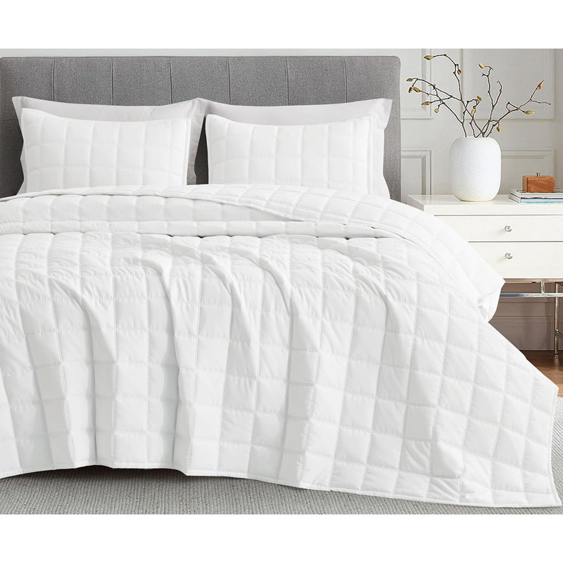 Tencel Modal Bedding Collection Cooling Blanket TENCEL Quilt Set, Queen Quilt + 2 Standard Shams, White