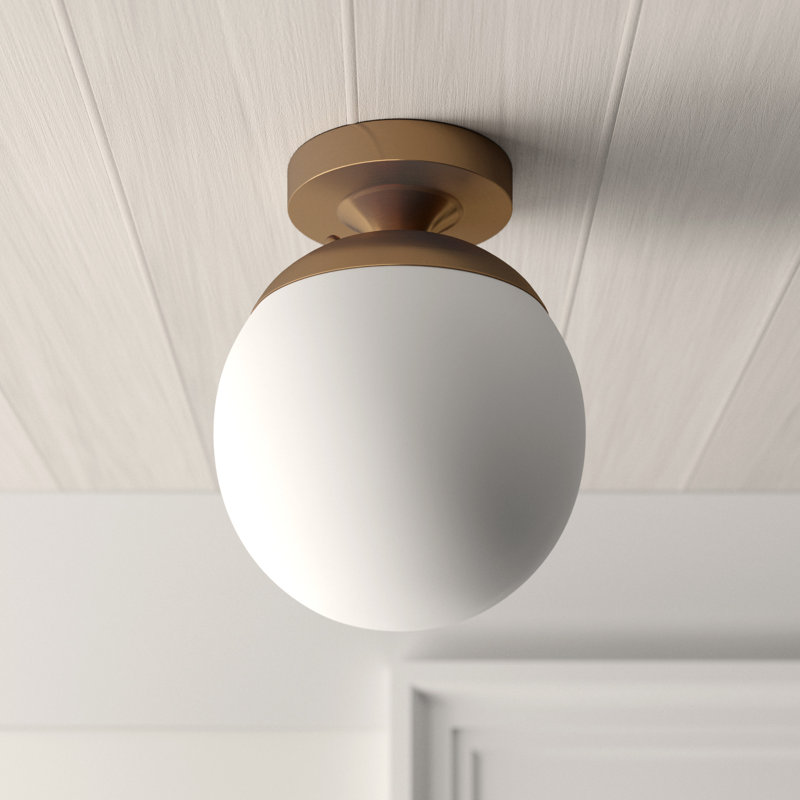 Plafonnier semi-encastré à 1 lumière 8 po Meri, Non, Aluminium satiné, Blanc