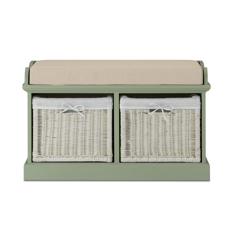 Bastogne Polyester Blend Upholstered Storage Bench, White, Cream, Sage Green