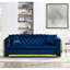 Grands canapés de 81 pouces, Chesterfield en acier bleu marine pour maison moderne