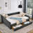 Queen Size Daybed With Drawers Upholstered Tufted Sofa Bed,,With Button On Back And Copper Nail On Waved Shape Arms, Grey (84.5"X63.5"X26.5")