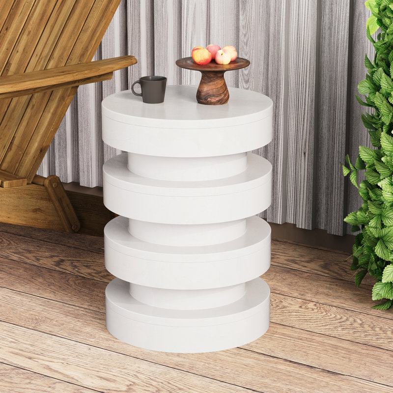 Table d'appoint moderne pour l'intérieur et l'extérieur, Blanc