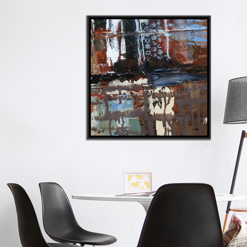"busy street" , reproduction d’art sur toile tendue, H 18 po x l 18 po x P 1,5 po, Toile avec cadre noir, Pas de tapis