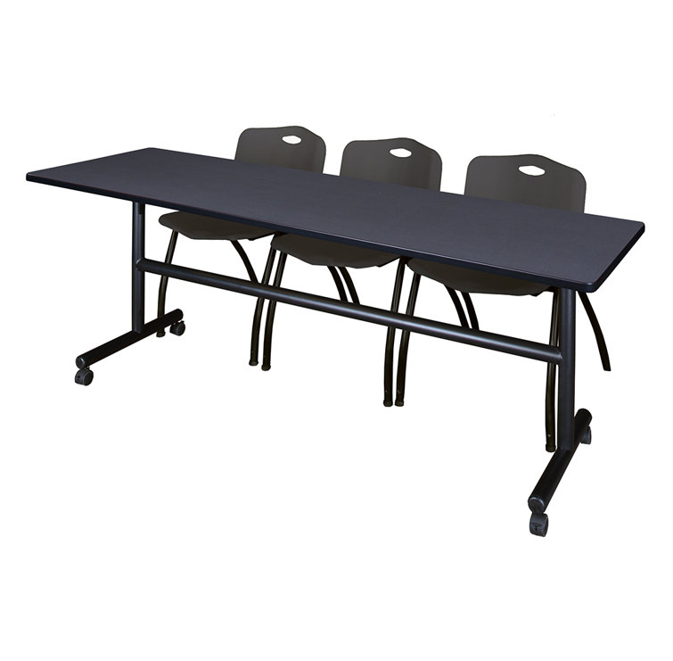 Nevjana Flip-Top Training Nesting Table, 2 M Stack Chairs