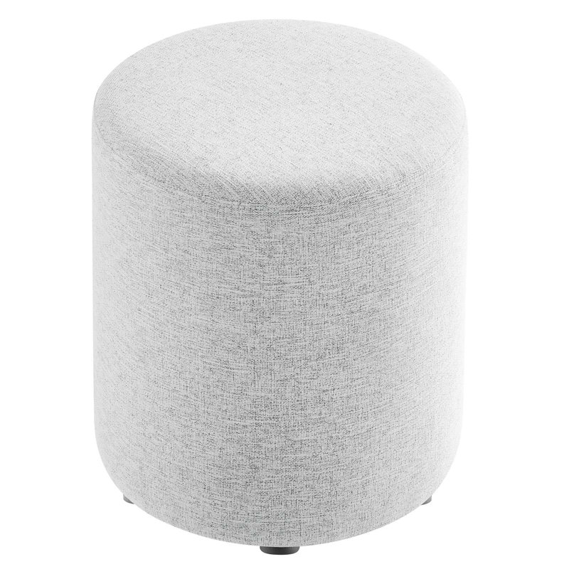 Modway Callum Upholstered Ottoman, Heathered Weave Light Gray Fabric