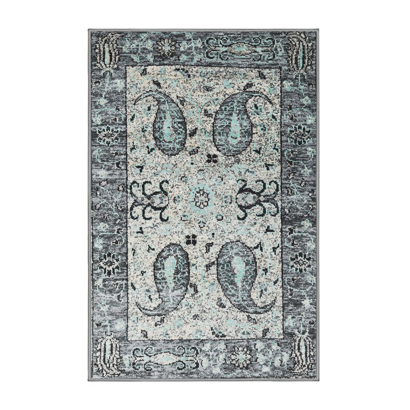 Tapis oriental beige / noir / gris, Rectangle 7 pi x 10 pi