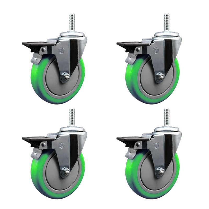 Roulettes pivotantes en poly avec roues pivotantes de 5/8 po avec frein