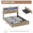 Farmhouse Bed Frame Queen With Bookshelf Headboard And 2 Drawers, Platform Queen Bed With Led Lights And Charging Station, Grey