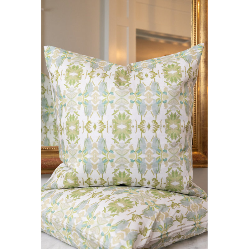 Wildflowers I Small Repeat Luxury Throw Pillow, Apple Green Floral, 22"H x 22"W
