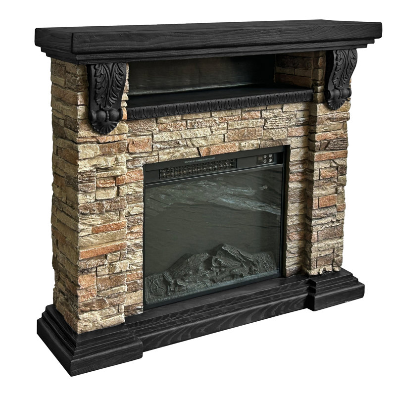 45" W Electric Fireplace, Tan
