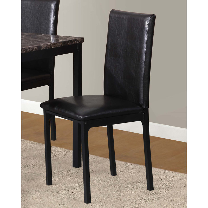 Ensemble 5 pièces de coin-repas en métal avec plateau en faux marbre et 4 chaises rembourrées, Marron foncé
