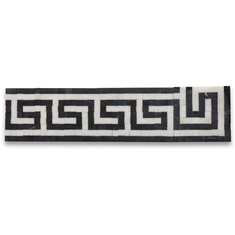 Carrara 3.5" x 3.5" Marble Mosaic Wall & Floor Tile, White/Black