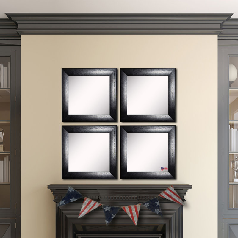 Ensemble de miroirs muraux modernes et contemporains en cuir noir 4 pièces Arazeli