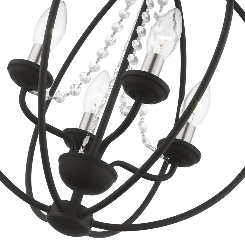 Ledjon 4 - Light Dimmable Globe Chandelier, Black/Brushed Nickel