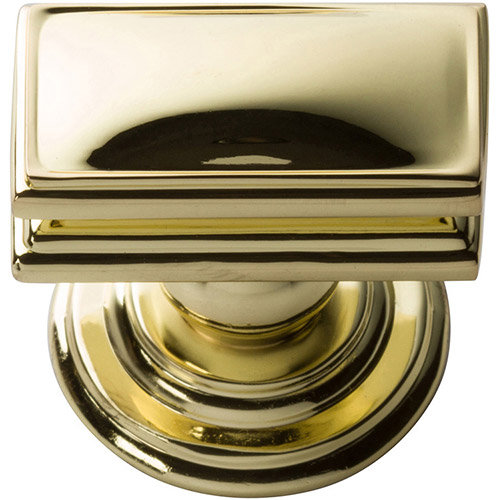 Campaign 1 1/2" Length Rectangle Knob, Polished Brass