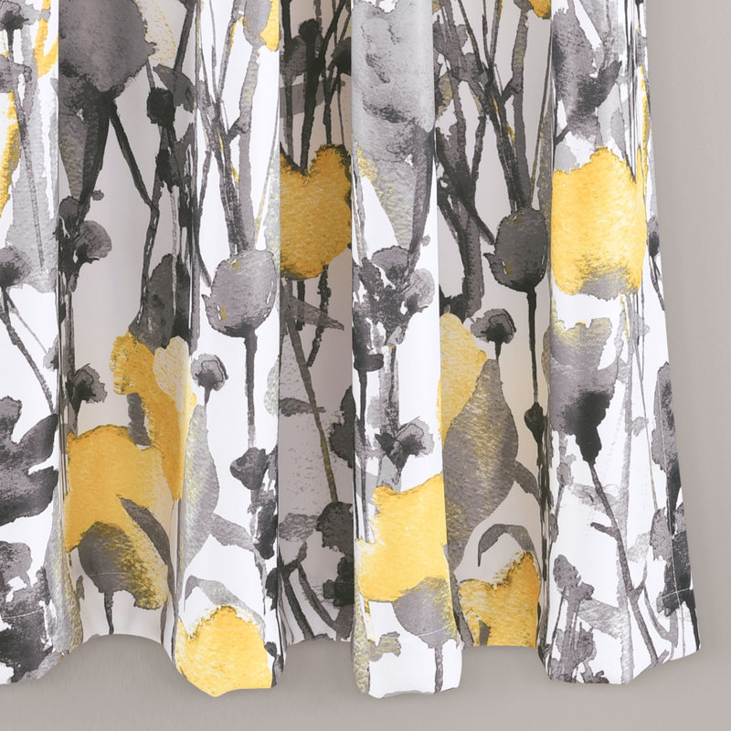 Room Darkening Curtain Pair, Yellow/Grey, 132cm W x 160cm L