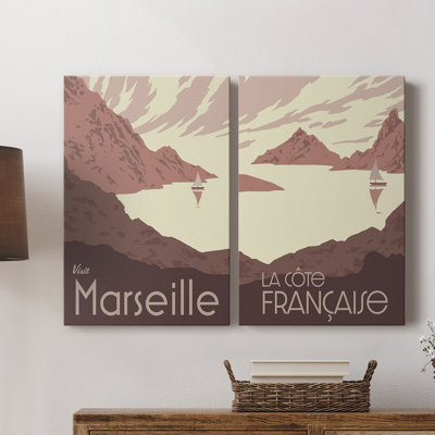 Côte française I - Toile tendue avec châssis de qualité supérieure - Prêt à être accroché