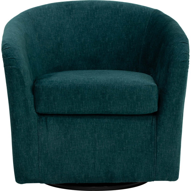 Upholstered Swivel Barrel Chair, Aston Teal Polyester Blend