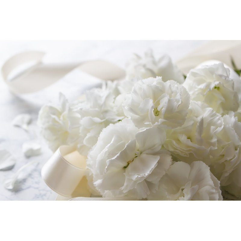 Krishawn, bouquet d'œillets blancs sur toile par Shironagasukujira, H 8 po x l 12 po x P 1,25 po
