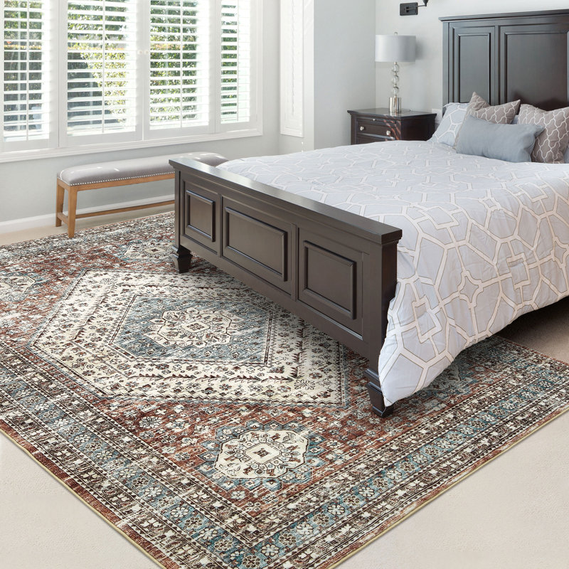 Rectangle Abstract Washable Area Rug, Brown, Rectangle 160 x 230 cm