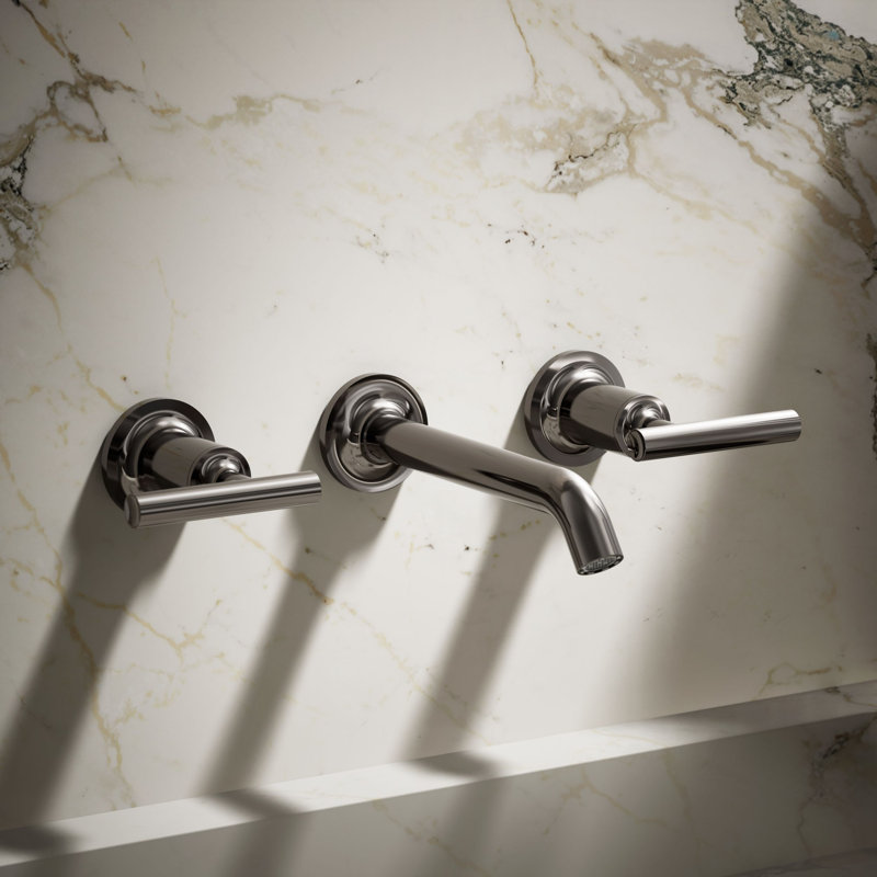 Purist Wall-Mounted Bathroom Faucet, Lever Handle, Vibrant Titanium