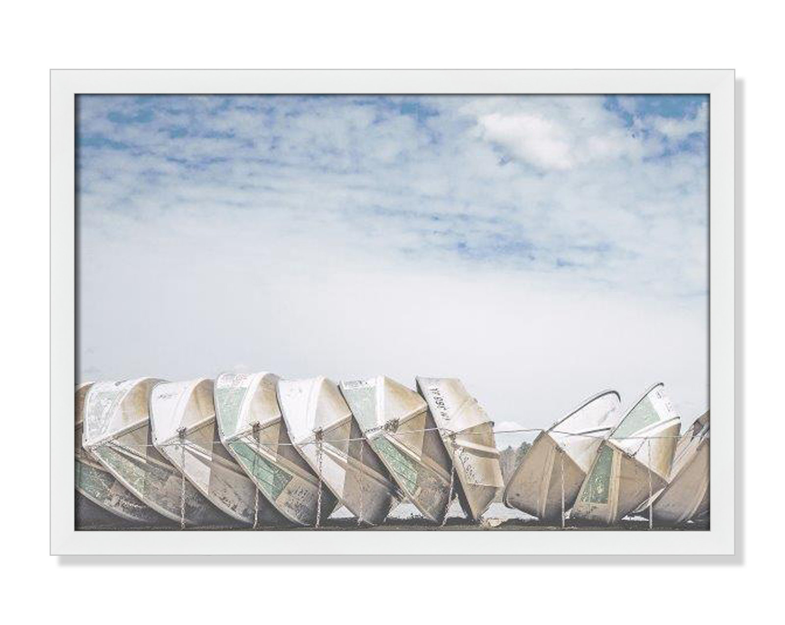 Hennecy "Wooden Boats" Print by Leah Straatsma, 17" H x 23" W x 1.25" D, Satin White