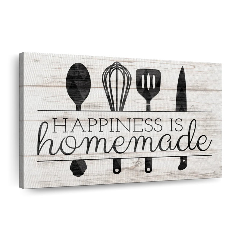 «Happiness Is Hommade Kitchen Tools», reproduction sur toile, H 20 po x l 30 po x P 1,25 po