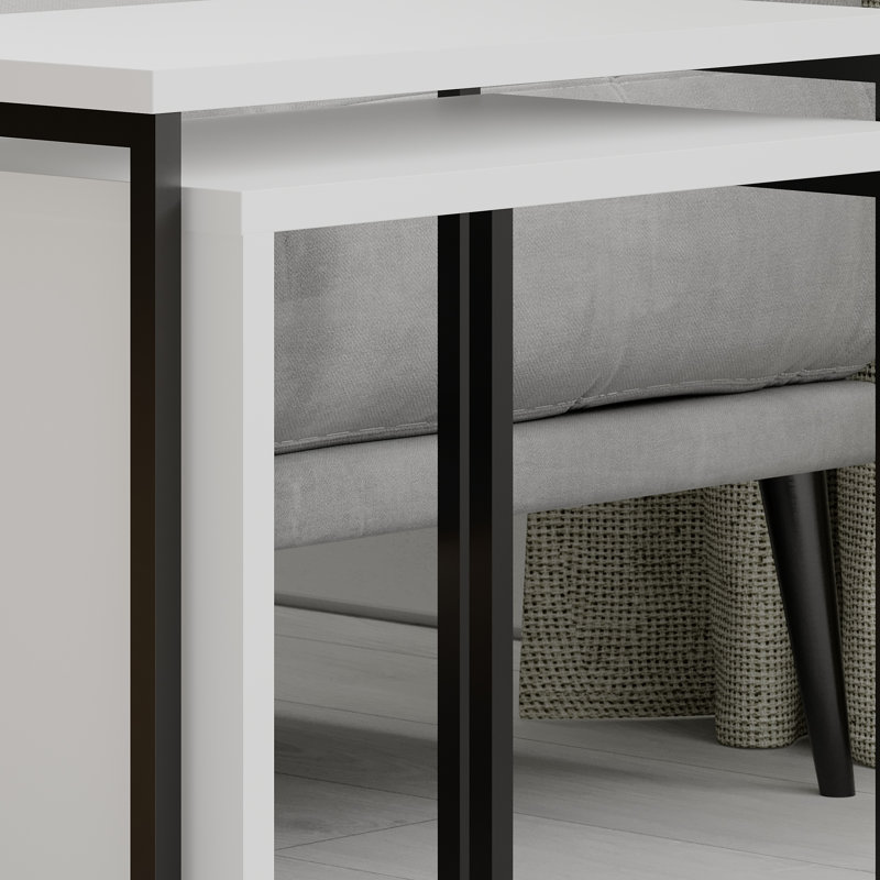 Ajabah 2 Piece Nest of Tables – Stylish and Functional Nesting Tables, White