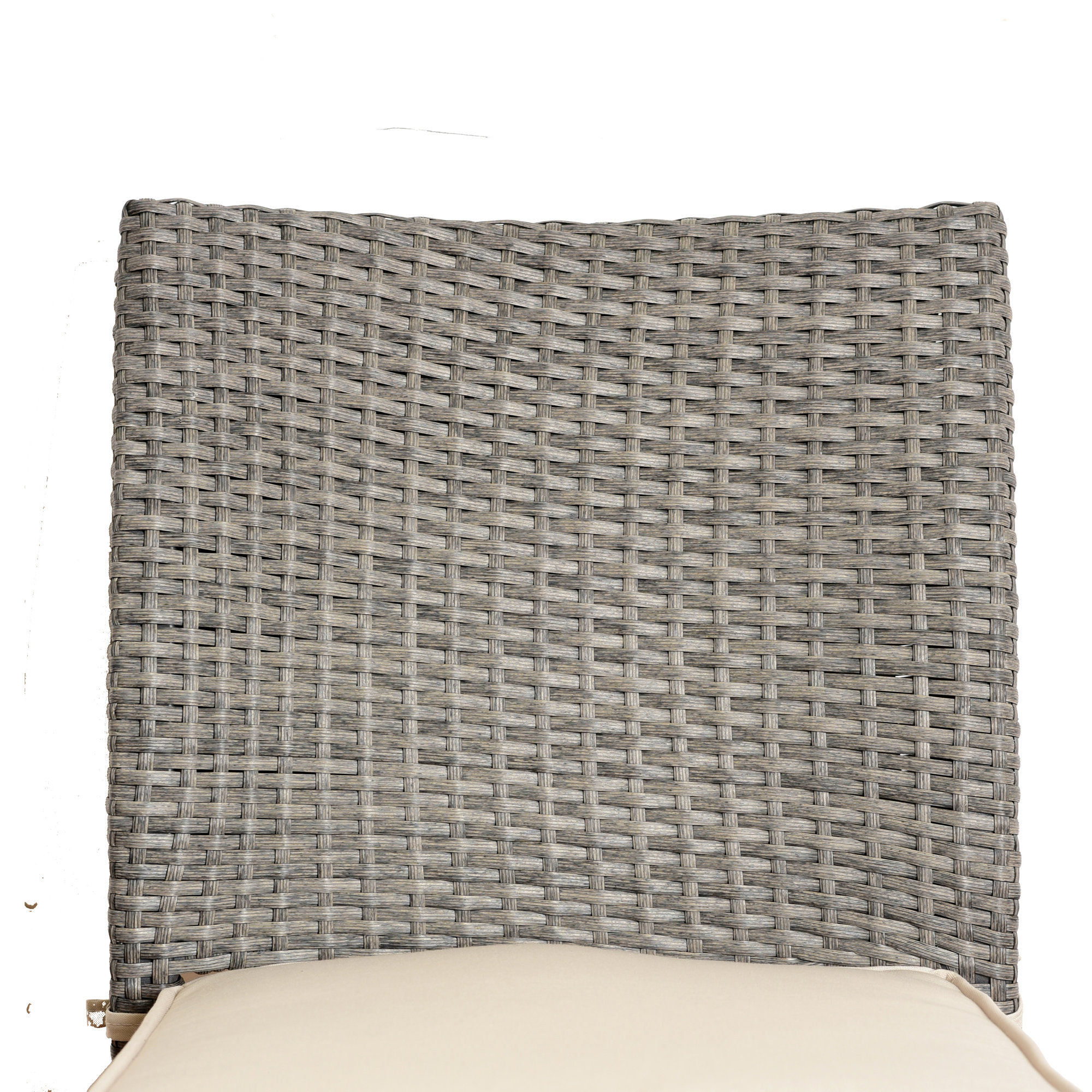 Alyisa Premium All-Weather Wicker Outdoor Stacking Dining Side Chair with Cushion, Brown, White Performance
