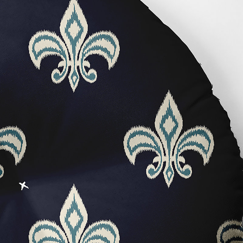 Coussin 318_Fleur De Lis Design, 26 po x 26 po, Bleu marine