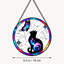 Chat et papillon vitrail, fenêtre colorée suspendue Suncatcher