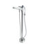 Robinet de baignoire autoportant à fixation au sol avec douche à main Pluto - Nickel brossé-95426498-95302652