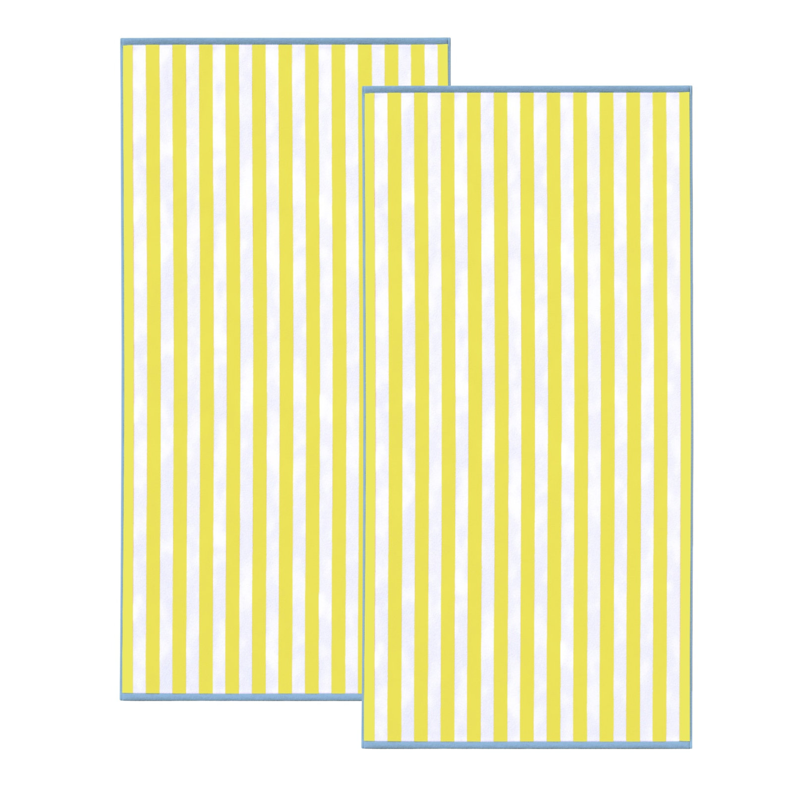Striped Cotton Oversized Beach Towels, Blue/Yellow, 2