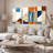 Abstract Geometric Cityscape Canvas Wrapped Wall Art, Oil Painting Print (Set of 3)-124996340