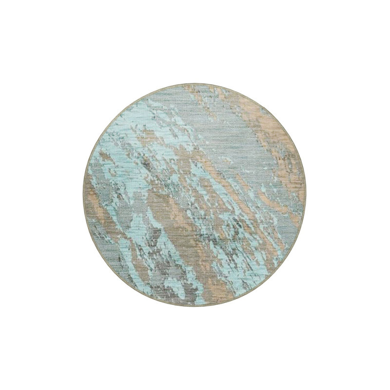 Turquoise Abstract Patterned Creative Modern Decorative Washable Rug, Rectangle 2'6" x 4'11" Rug Pad Included
