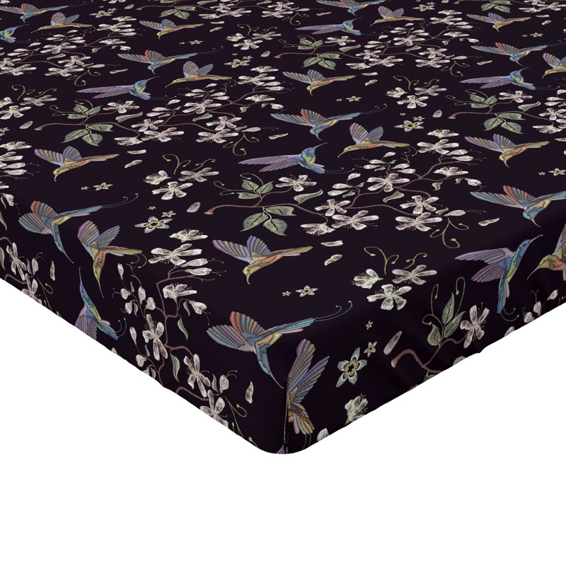 Drap-housse Ambesonne, paquet de 2, Floral noir / mauve, Drap-housse de taille très grand