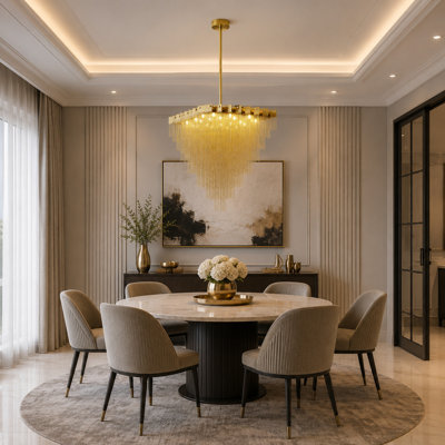 Modern 20-Light Aluminum Chain Chandelier 