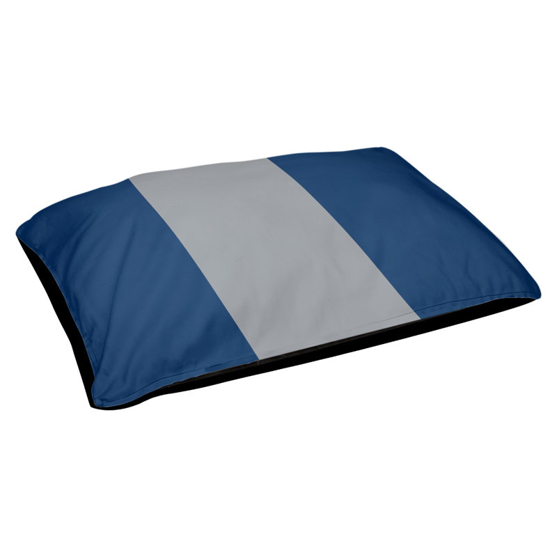 Coussin rectangulaire designer Kansas City, Moyen (L 30 po x l 40 po), Bleu marine / argent
