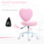 Chaise de bureau en forme de cœur rose avec siège pivotant à 360 ° et hauteur réglable, dossier rembourré en lin et tissu