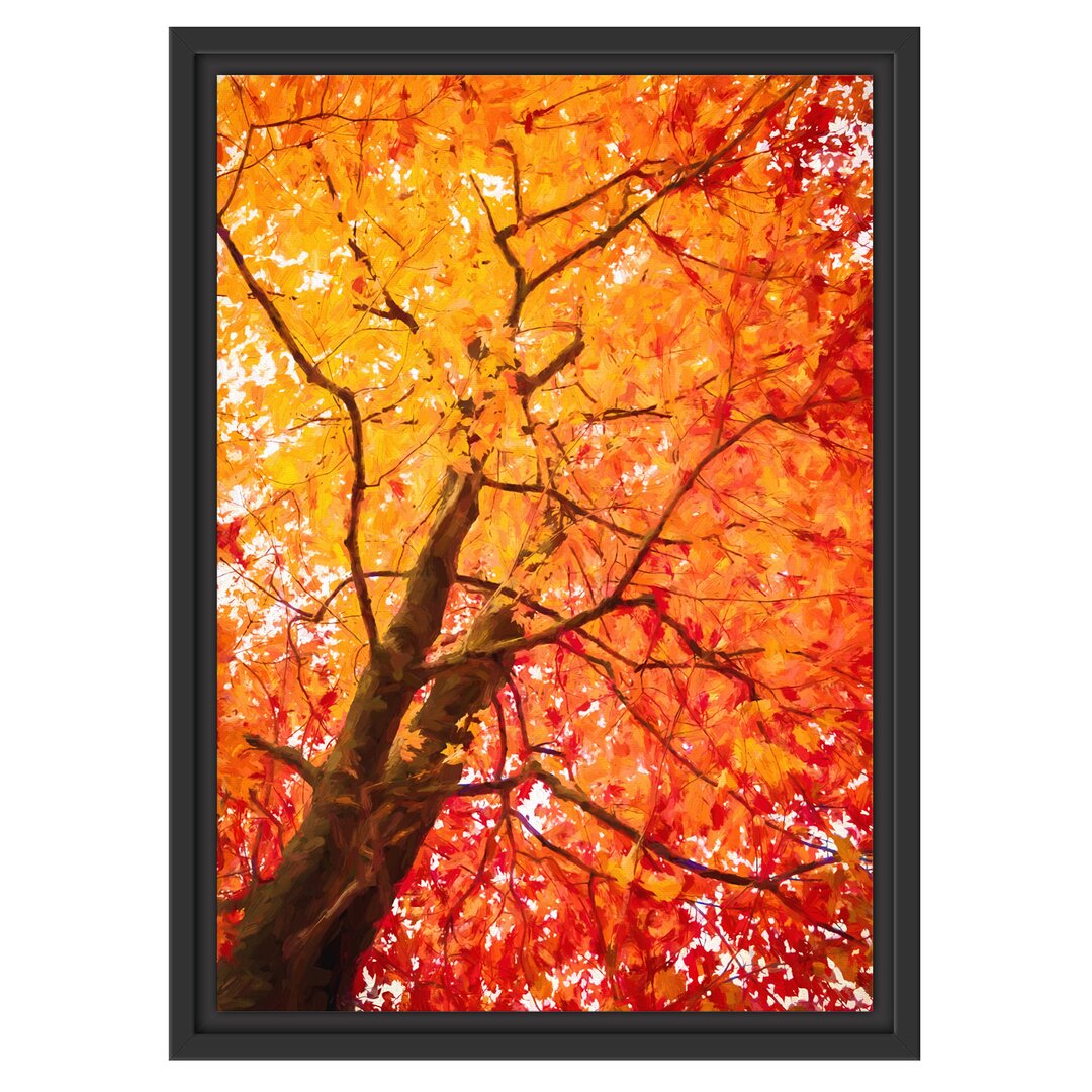 Gerahmtes Wandbild Feurige Herbstblätter Kunst