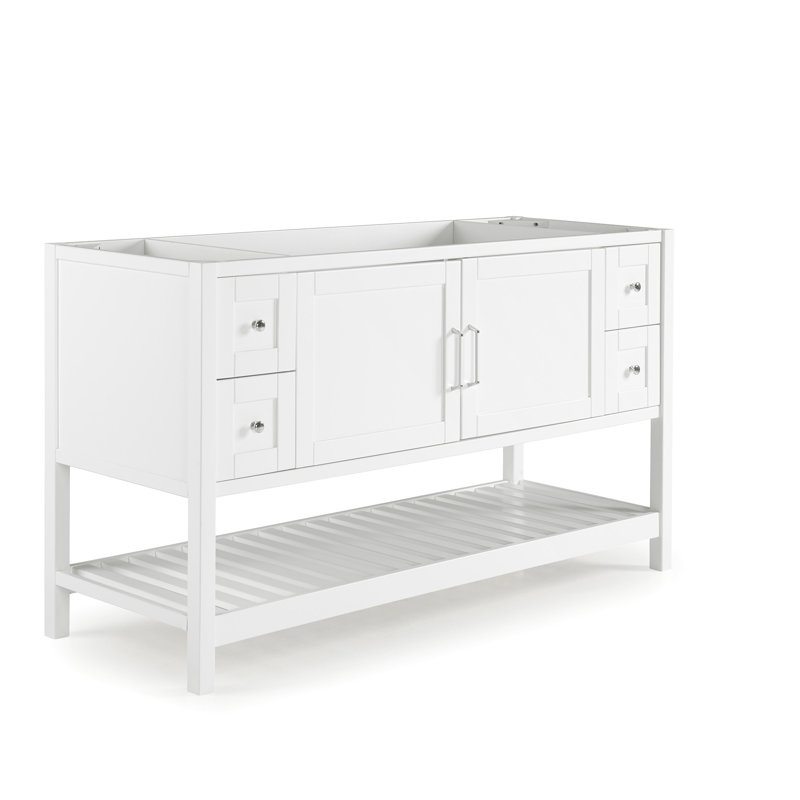 Caitline 60" W Modern Shaker Soft Close Doors Vanity Cabinet with Open Storage Shelf