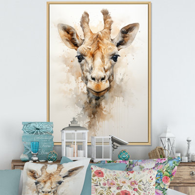 «Minimalisme», girafe beige sur toile