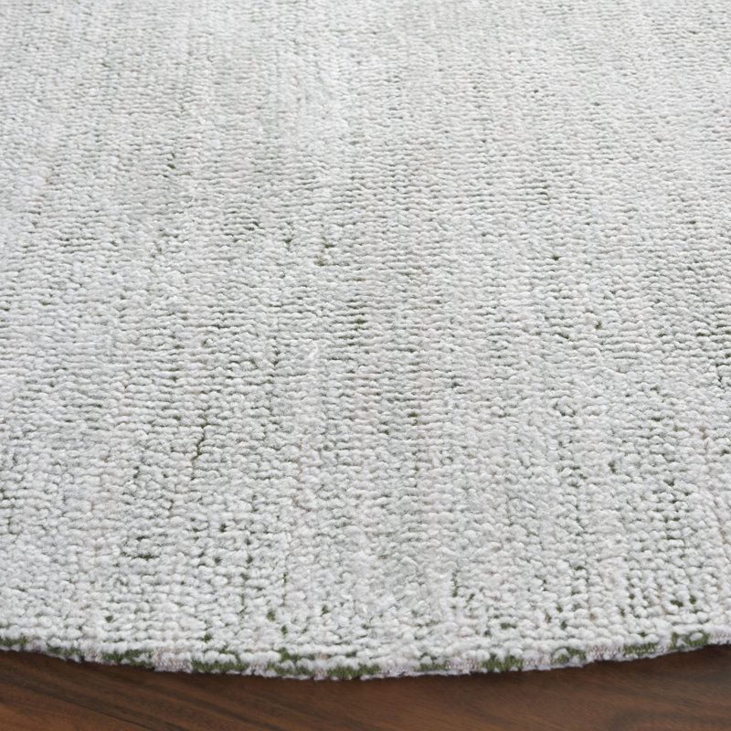 Tapis vert / ivoire en coton / polyester touffeté à la main Alniyat 901, Rond 6 pi