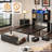 Twin Size Storage Bed with Extra Lager Footboard Drawers and Storage Headboard, USB&AC Charging Station, APP & Remote RGB Lights, Farmhouse Industrial Platform Bed, Noise-Free, No Box Spring Needed-30126300-30126290