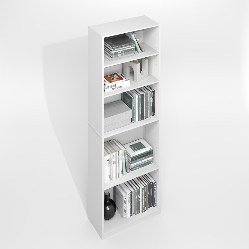 Furinno JAYA Simply Home Adjustable Shelf Bookcase, 5-Tier, Darkwood, White