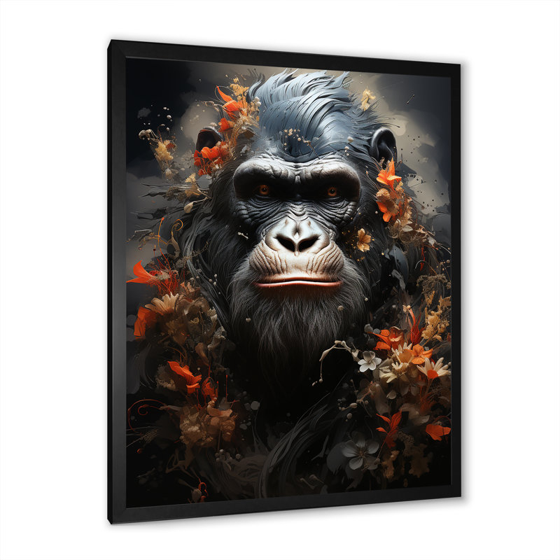 " Apes Noir Enigma ", 40" H x 30" W x 1.5" D, Black Single Picture Framed