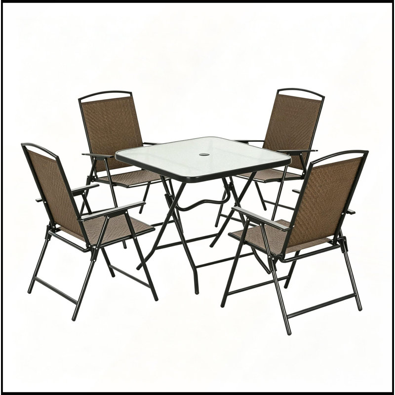 Ensemble de mobilier de jardin gain de place, ensemble repas de patio pliable, ensemble de conversation de jardin cinq pièces