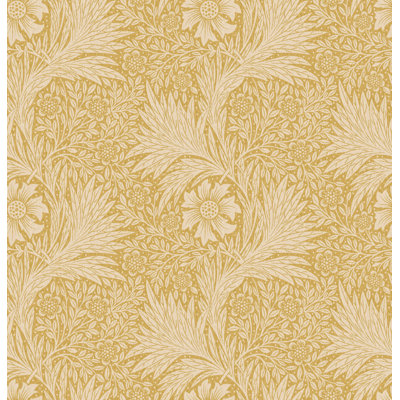 Papier peint floral moutarde et crème avec motif de feuilles