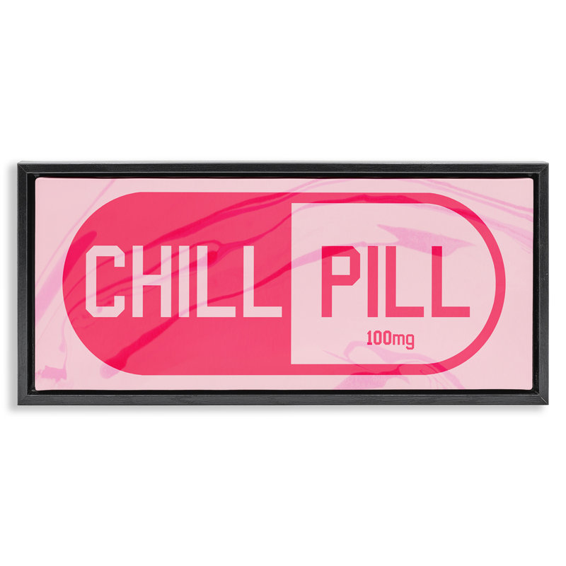 Chill Pill Modern Pop, H 11 po x l 25 po, Cadre flottant noir de jais